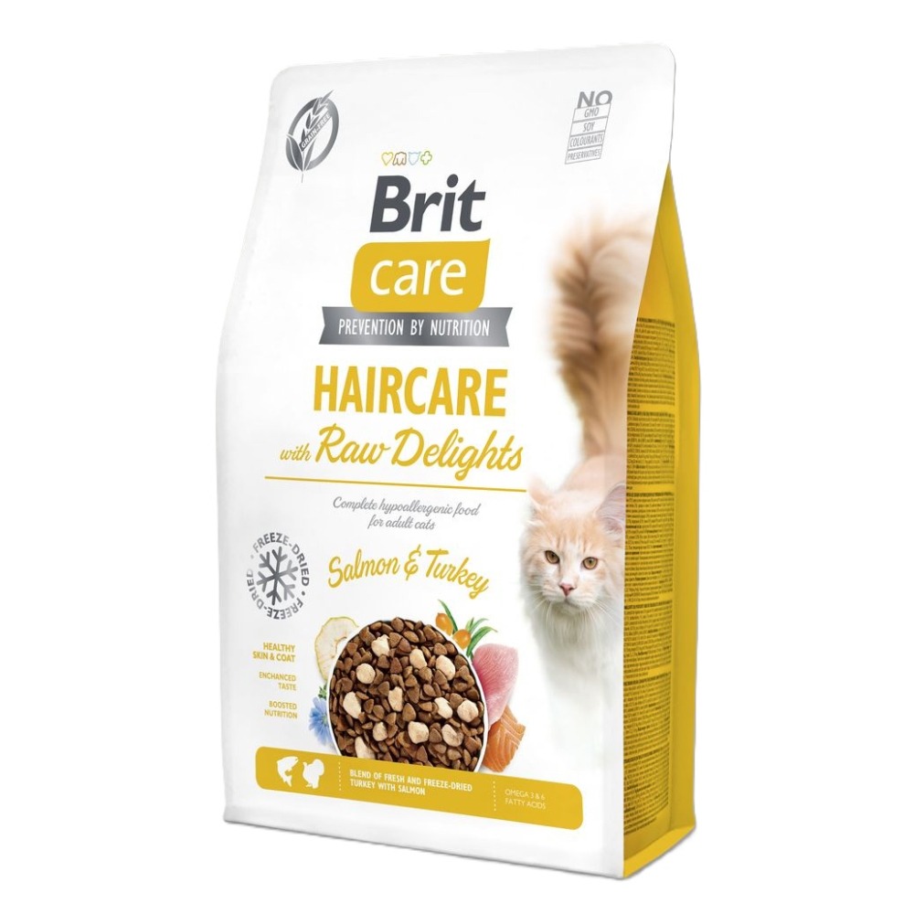 Сухий корм для котів Brit Care Haircare Raw Delights 2 кг - лосось та індичка