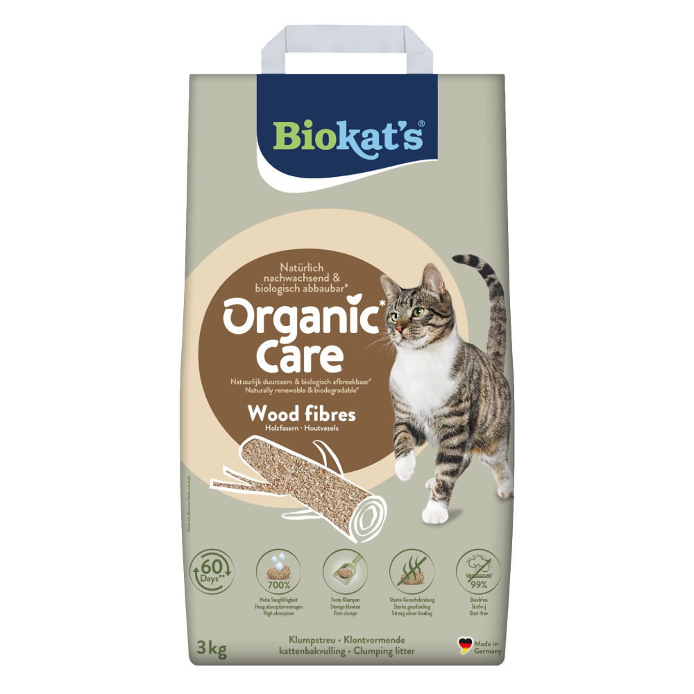 Наполнитель древесный для кошачьего туалета Biokat's Organic Care 8 л 3 кг - без аромата