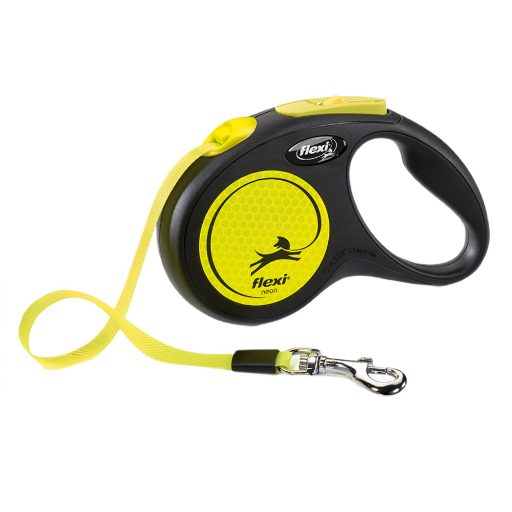 Поводок-рулетка для собак Flexi New Neon лента S 5 м 15 кг – желтый