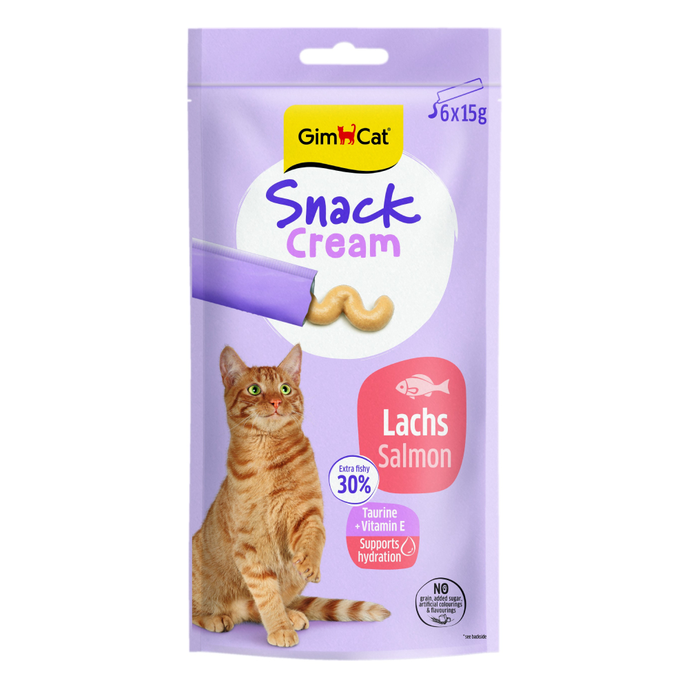 Ласощі для котів GimCat Snack Сream 6x15 г - лосось Ласощі для котів GimCat Snack Сream 6x15 г - лосось