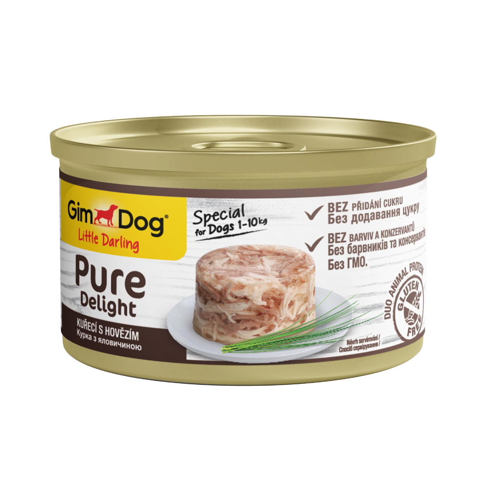 Влажный корм для собак GimDog Pure Delight 85 г - курица и говядина