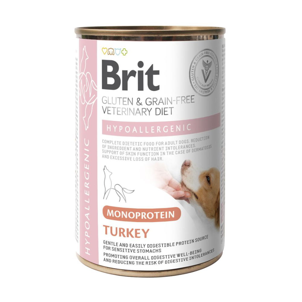 Влажный корм для собак Brit Veterinary Diet Hypoallergenic 400 г - индейка Влажный корм для собак Brit Veterinary Diet Hypoallergenic 400 г - индейка