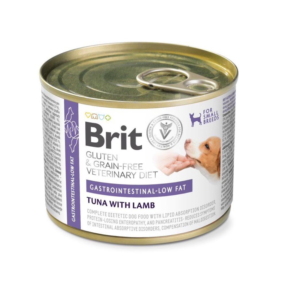 Влажный корм для собак Brit Veterinary Diet Gastrointestinal-Low Fat 200 г - тунец и ягненок Влажный корм для собак Brit Veterinary Diet Gastrointestinal-Low Fat 200 г - тунец и ягненок