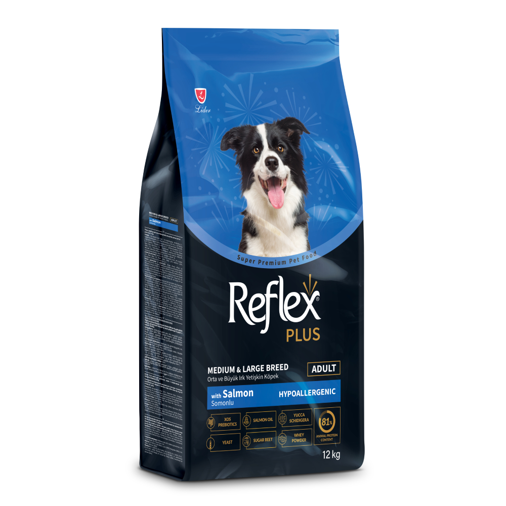 Сухой корм для собак Reflex Plus Medium & Large Breed Adult 12 кг - лосось Сухой корм для собак Reflex Plus Medium & Large Breed Adult 12 кг - лосось