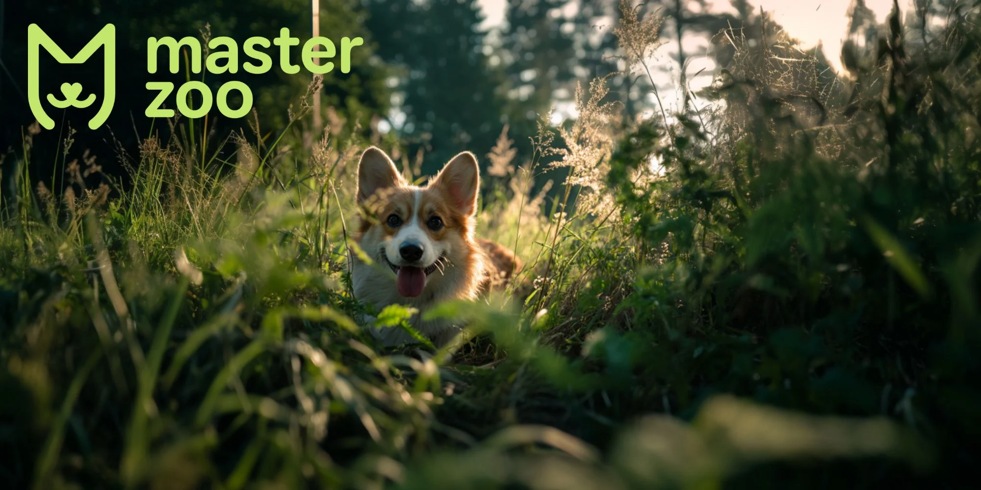 собачка їсть траву | MasterZoo