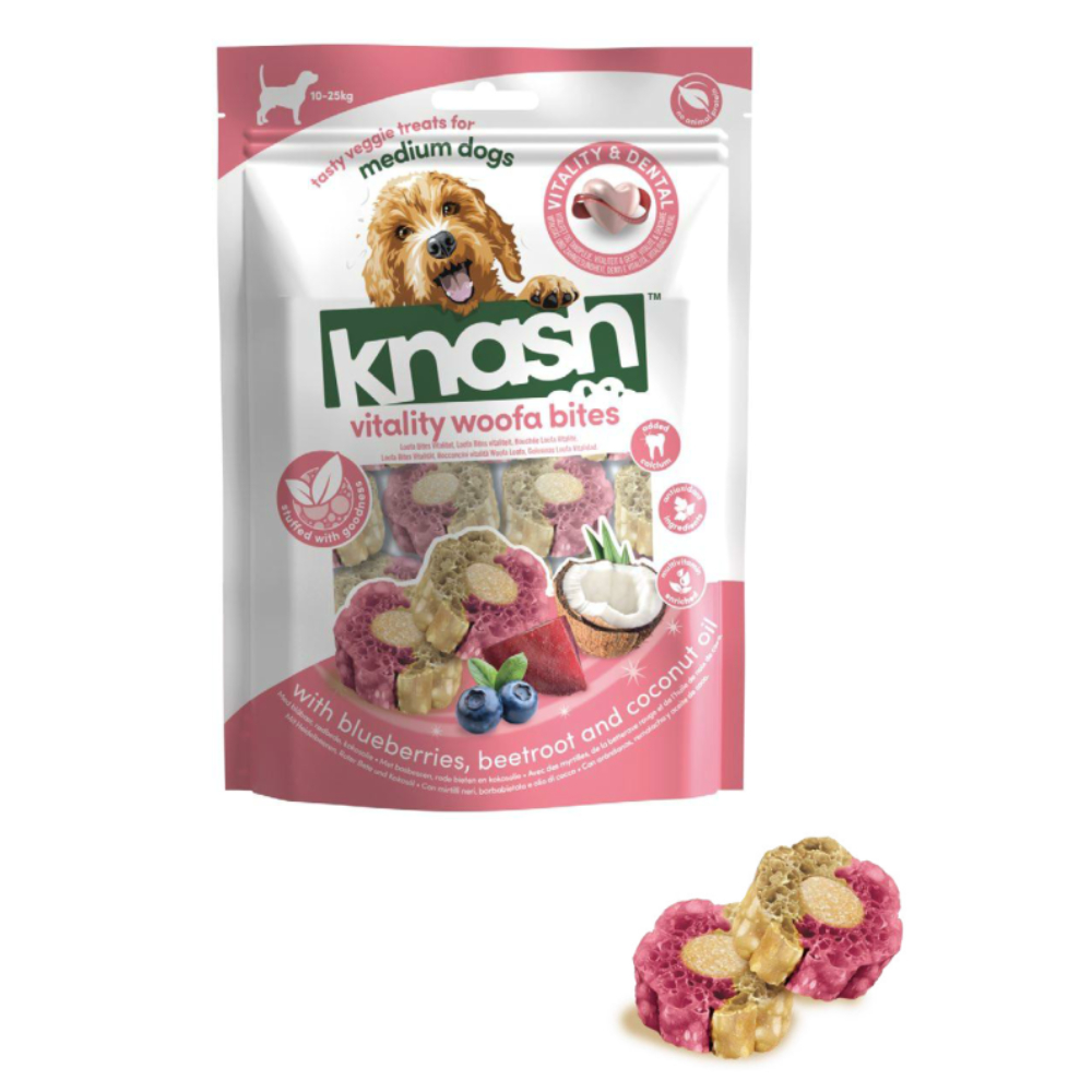 Ласощі для собак Knash Vitality Woofa Bites 100 г - чорниця та буряк