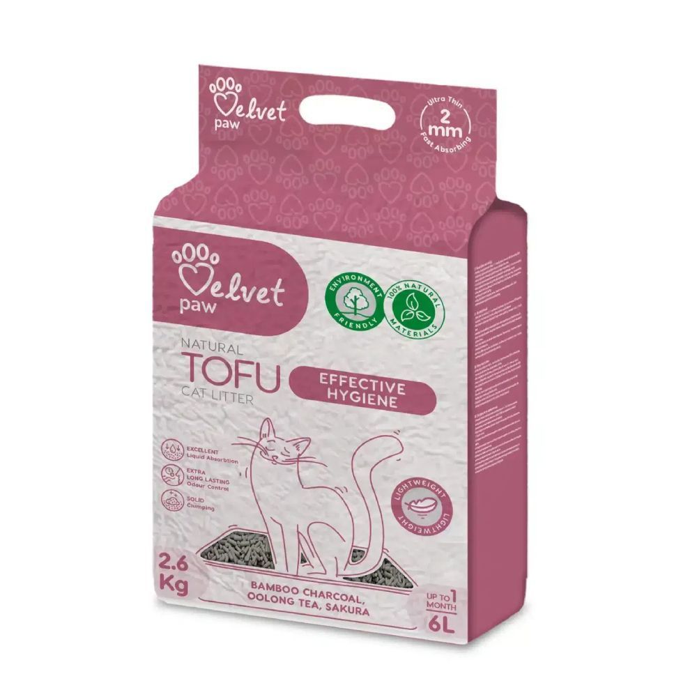Velvet Paw TOFU Effective Hygiene наповнювач для котячого туалету 6 л - чай улун та сакура