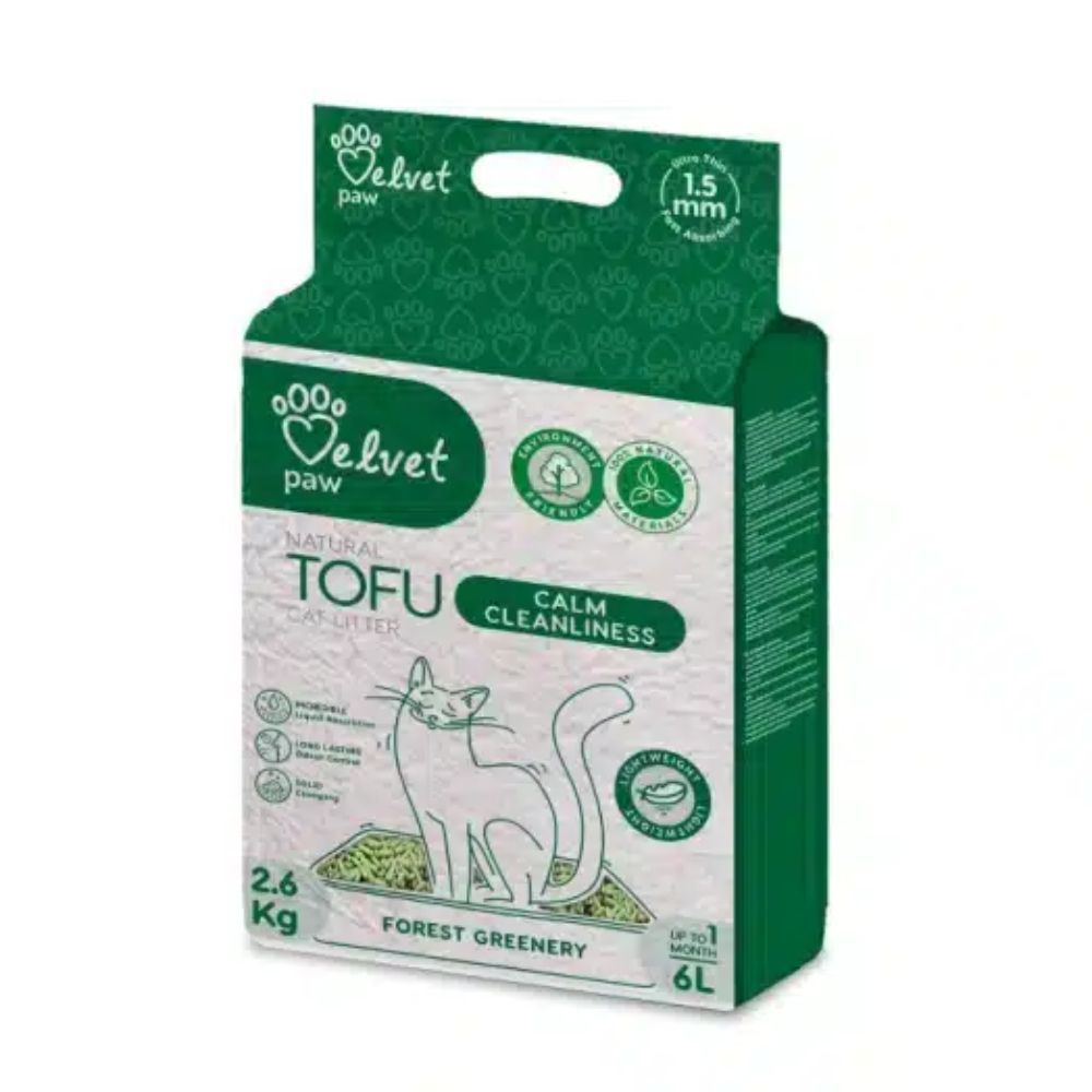 Velvet Paw TOFU Calm Cleanliness наповнювач для котячого туалету 6 л - лісова зелень