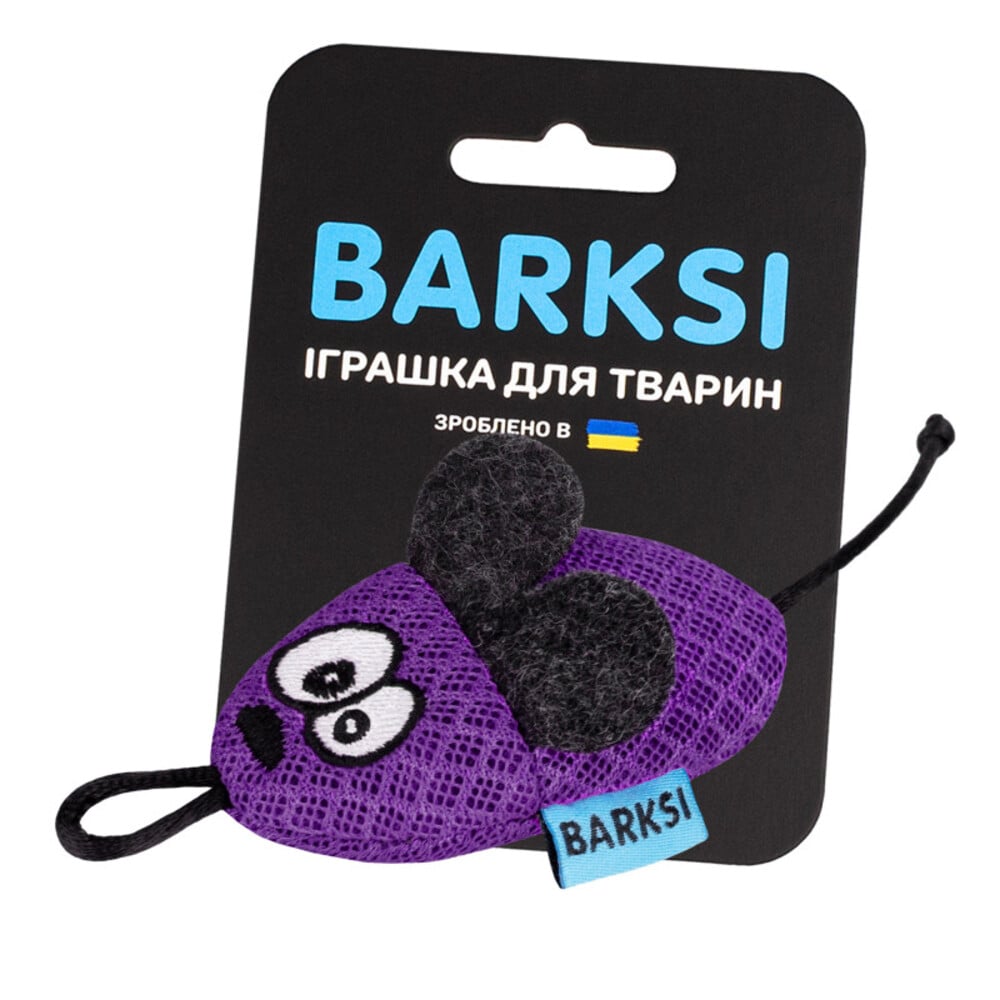 Игрушка для кошек Barksi Мышка с колокольчиком 8х4 см - фиолетовый Игрушка для кошек Barksi Мышка с колокольчиком 8х4 см - фиолетовый