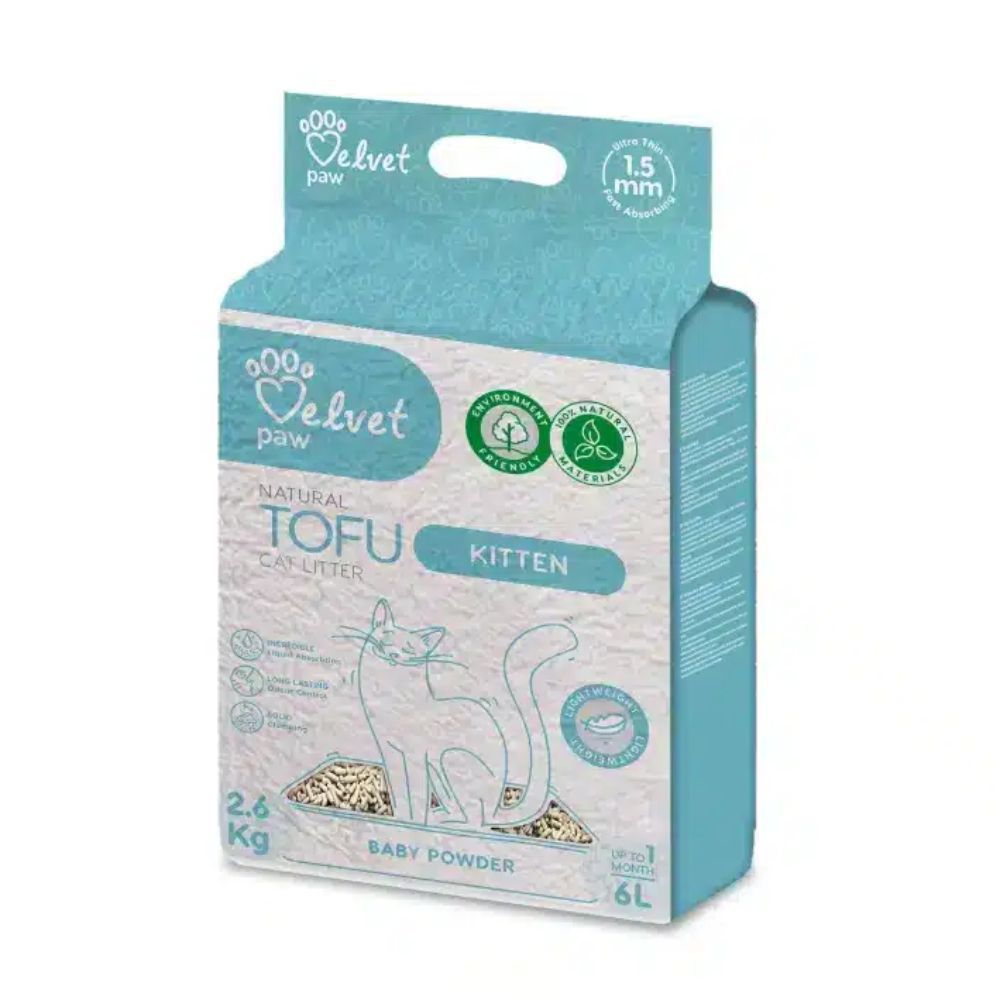 Velvet Paw TOFU Kitten наповнювач для котячого туалету 6 л - дитяча присипка