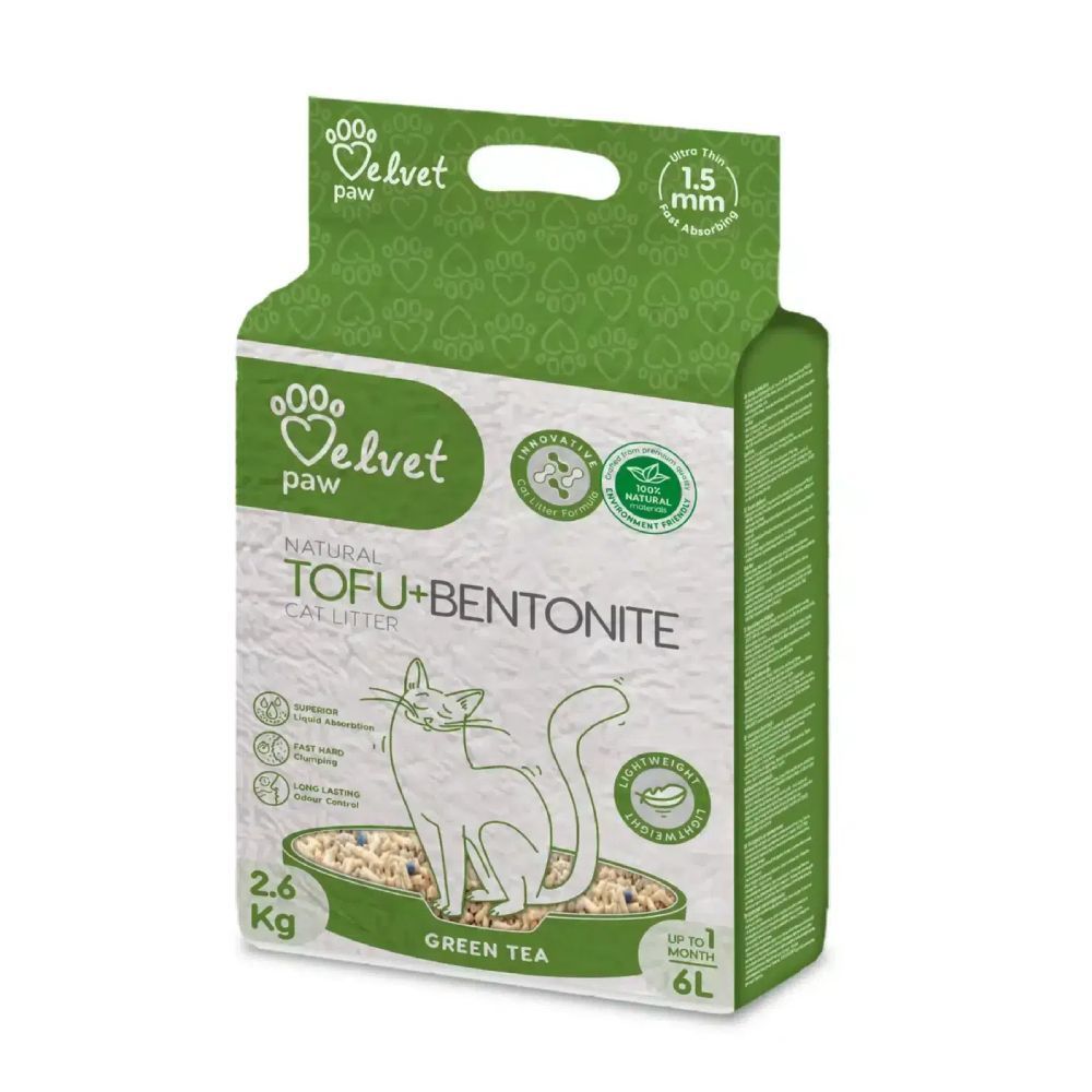 Velvet Paw TOFU Bentonite Green Tea наповнювач для котячого туалету 6 л - зелений чай