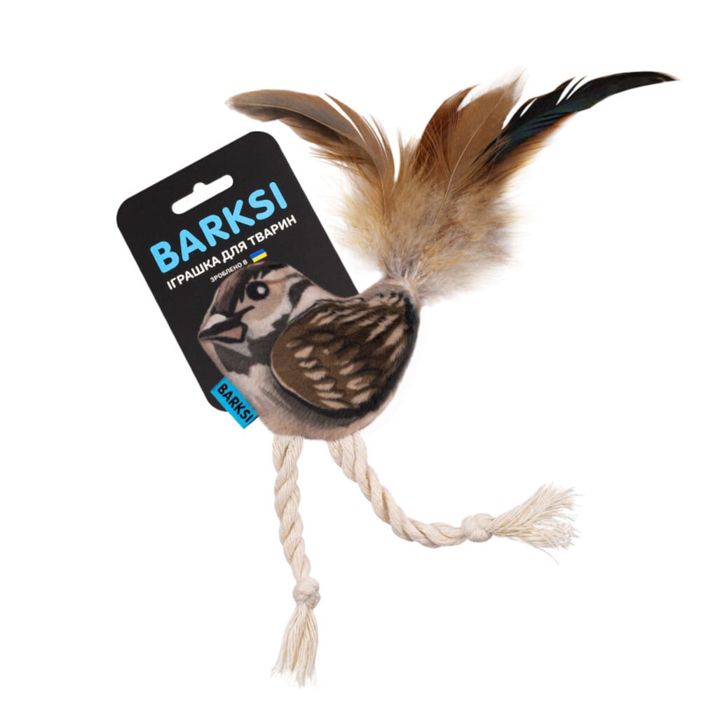 Игрушка для кошек Barksi Воробей с колокольчиком 9х7 см - коричневый Игрушка для кошек Barksi Воробей с колокольчиком 9х7 см - коричневый