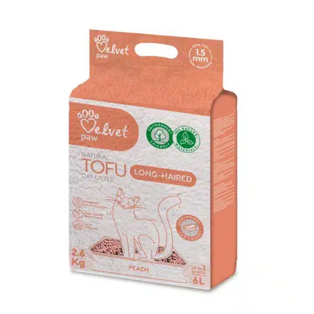 Velvet Paw TOFU Long-Haired наповнювач для котячого туалету 6 л - персик