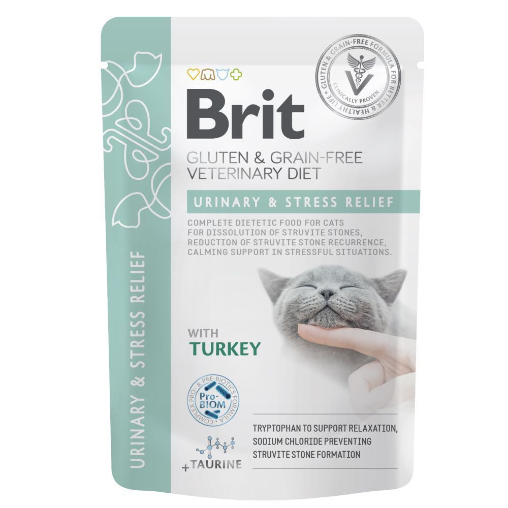 Набор влажных кормов Brit GF VetDiet Urinary and Stress Relief pouch 12 шт х 85 г - индейка