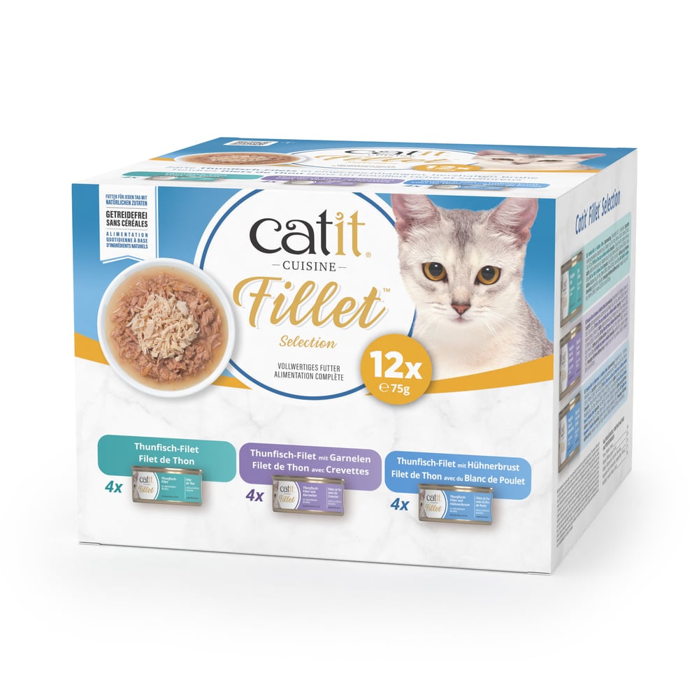 Упаковка вологого корму для котів Catit Cuisine Fillet Tuna 12 шт х 75 г - асорті Упаковка вологого корму для котів Catit Cuisine Fillet Tuna 12 шт х 75 г - асорті
