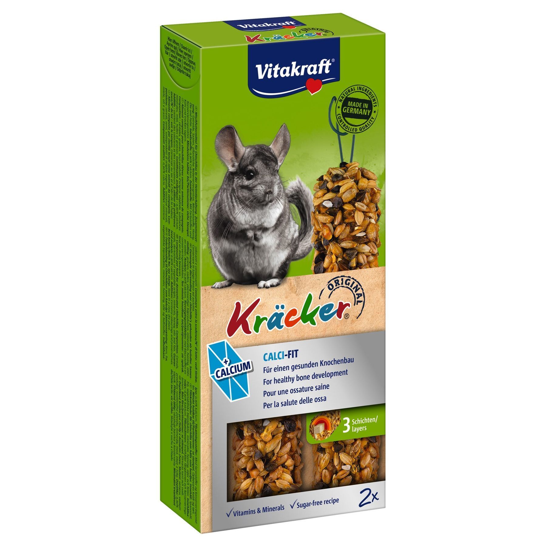 Ласощі для шиншил Vitakraft Kracker Original Calci Fit 2 шт х 56 г - кальцій