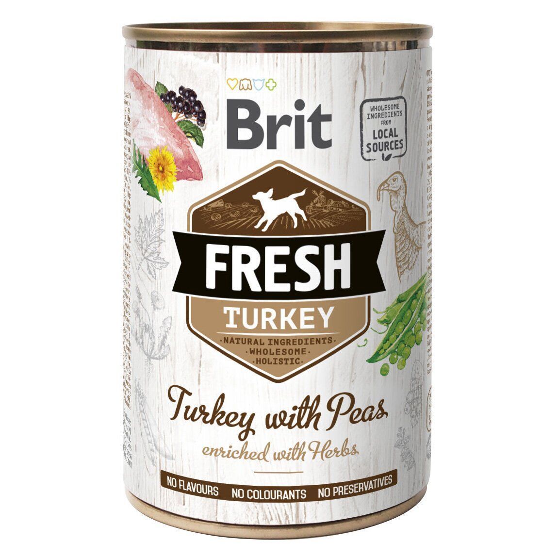 Вологий корм для собак Brit Fresh Turkey with Peas 400 г - індичка