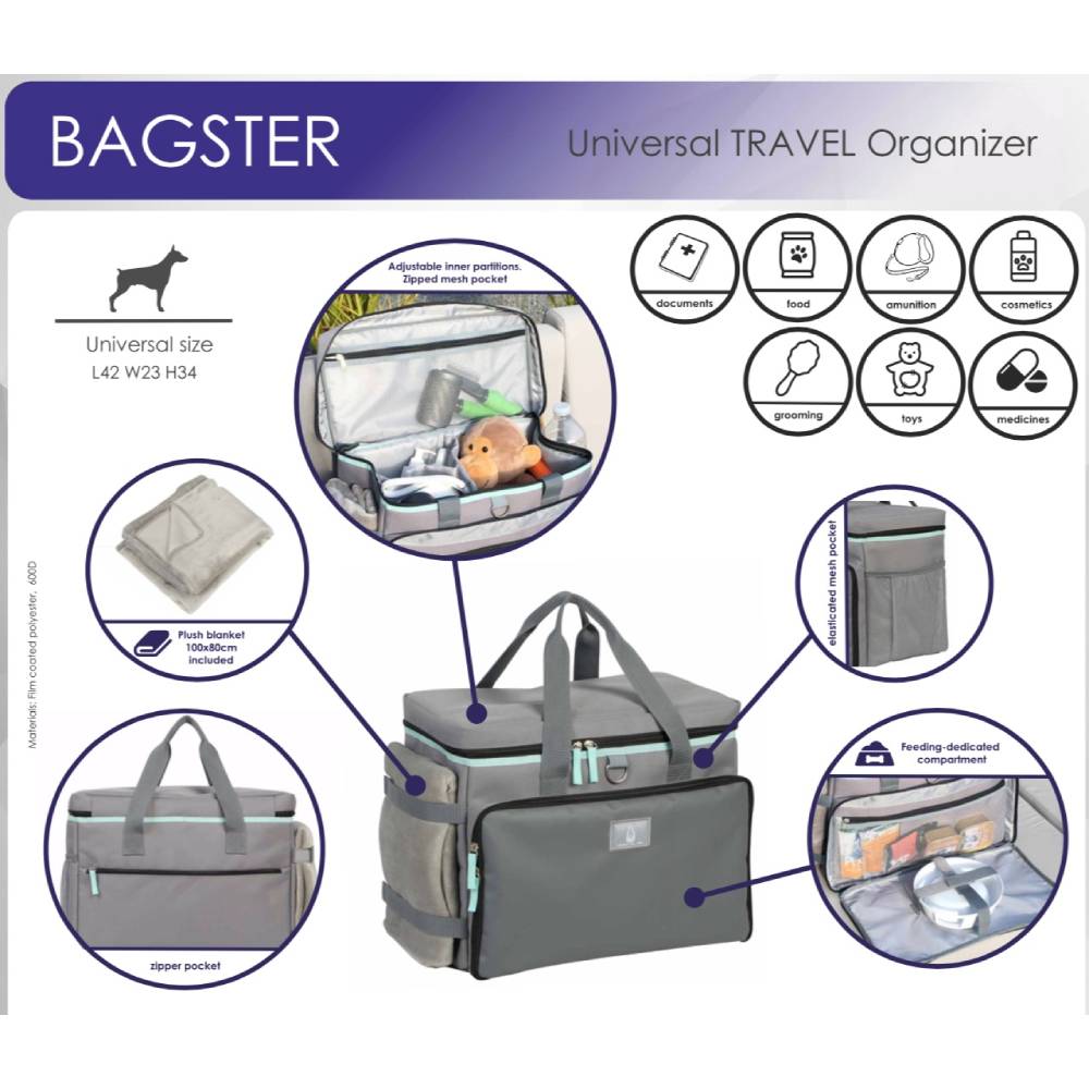 Сумка-органайзер для собак Pet Fun Bagster 38х19х30 см – серый