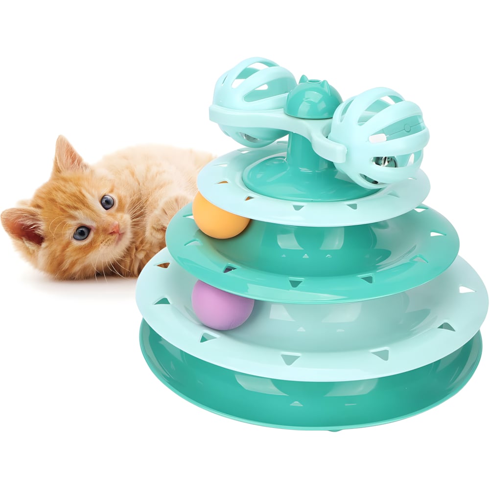 Іграшка для котів Pet Fun Гірка ігрова з мʼячиками 28 см - блакитний