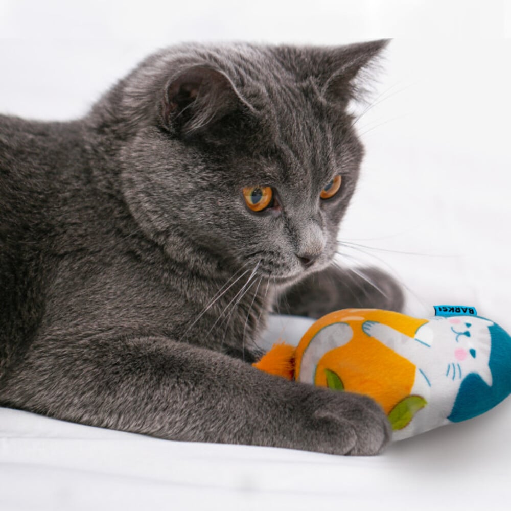 Игрушка для кошек Barksi Кот с апельсином 12х9 см – разноцветный
