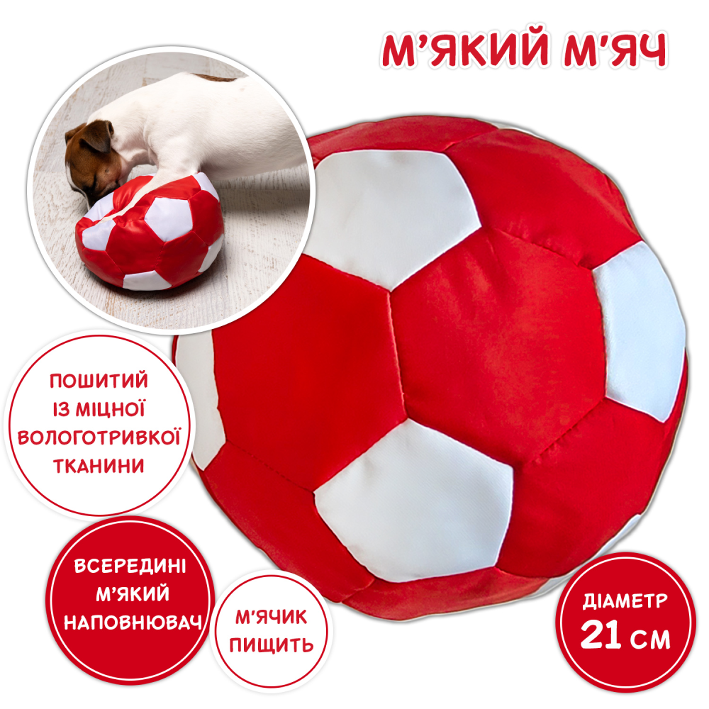Іграшка для собак Pet Fun М'яч з пискавкою 22см - різнокольоровий