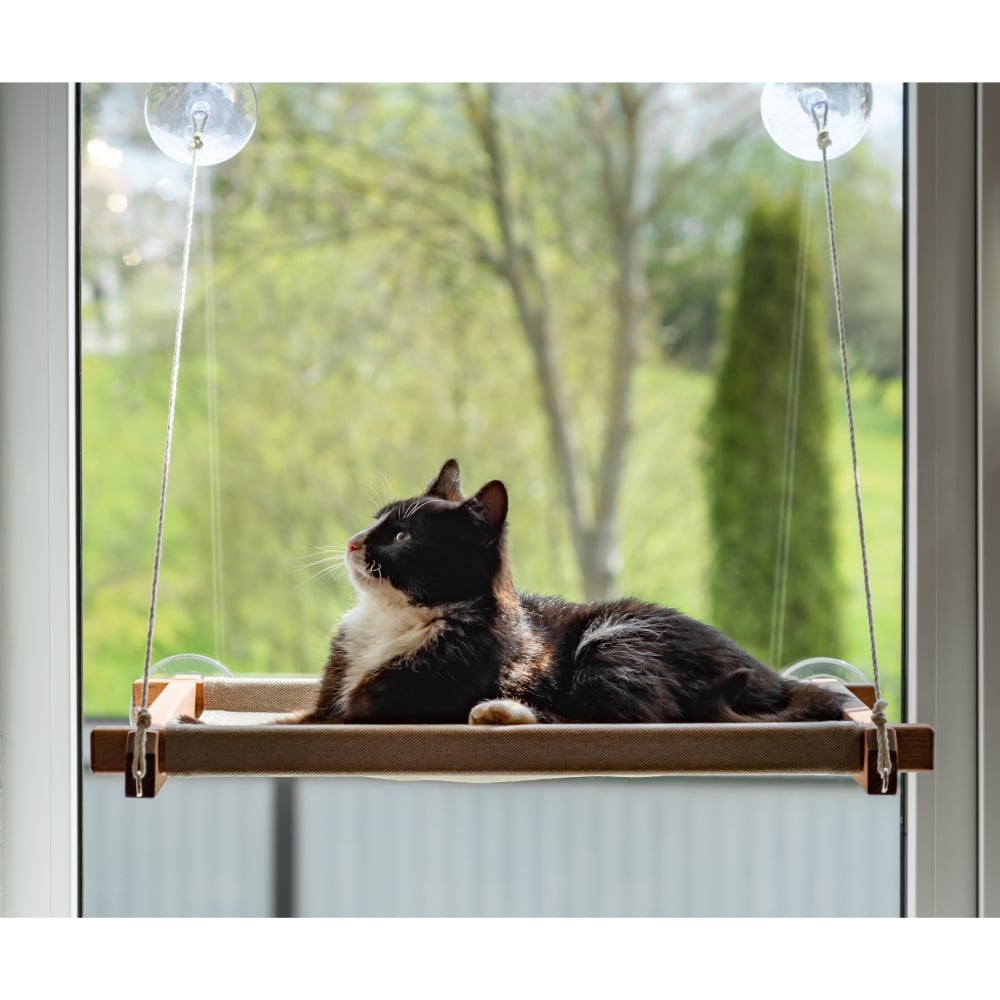 Гамак на вікно для котів PetJoy 54x35x3,5 см - коричнево-бежевий
