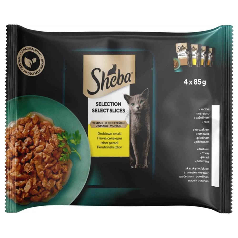Набір вологого корму для котів Sheba Select Slices 4 шт х 85 г - асорті птиці Набір вологого корму для котів Sheba Select Slices 4 шт х 85 г - асорті птиці