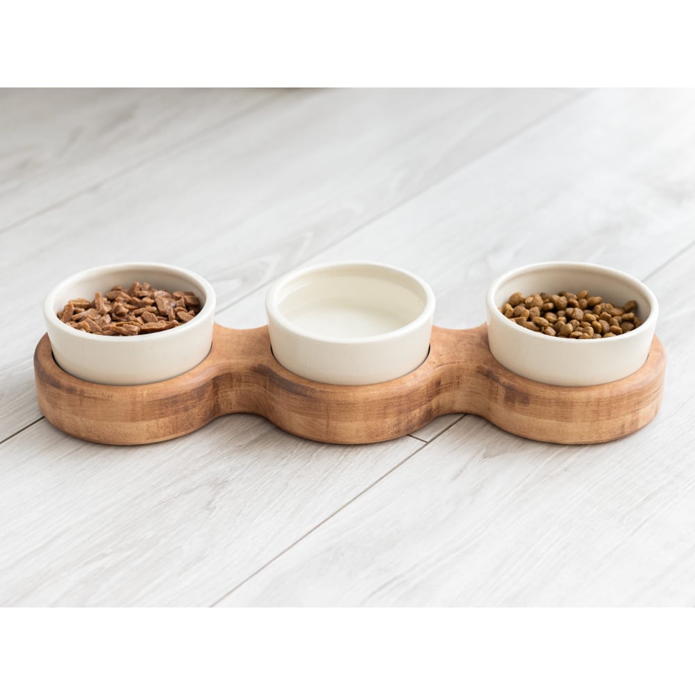 Миска для кошек PetJoy Тройная 3 х 250 мл - коричнево-бежевый Миска для кошек PetJoy Тройная 3 х 250 мл - коричнево-бежевый