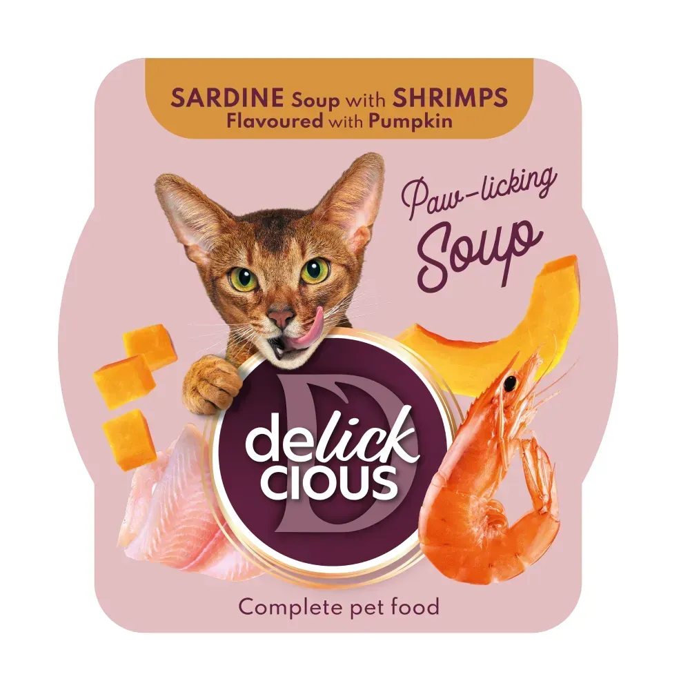 Набор супов для кошек Delickcious 3+1 шт х 80 г - микс вкусов