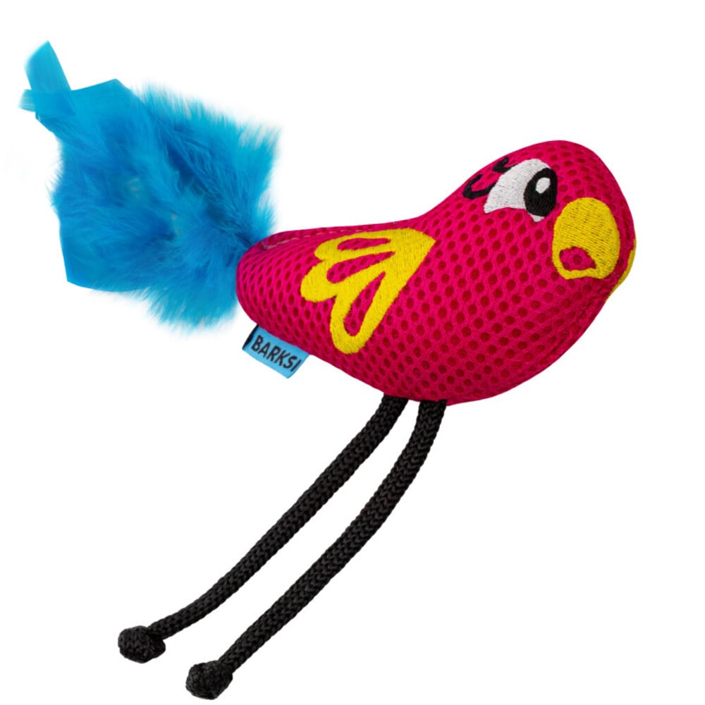 Игрушка для кошек Barksi Дентал Попугай с колокольчиком 11х8 см - розовый