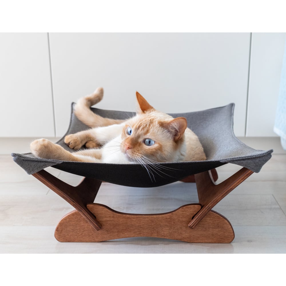 Гамак-лежак для котів PetJoy 55х45х18 см - коричнево-сірий