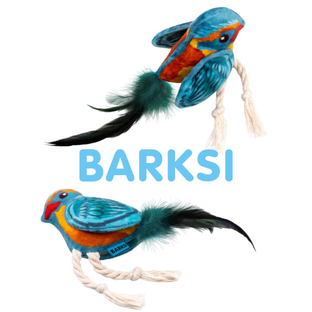 Игрушка для кошек Barksi Птичка с колокольчиком 12х10 см - разноцветный