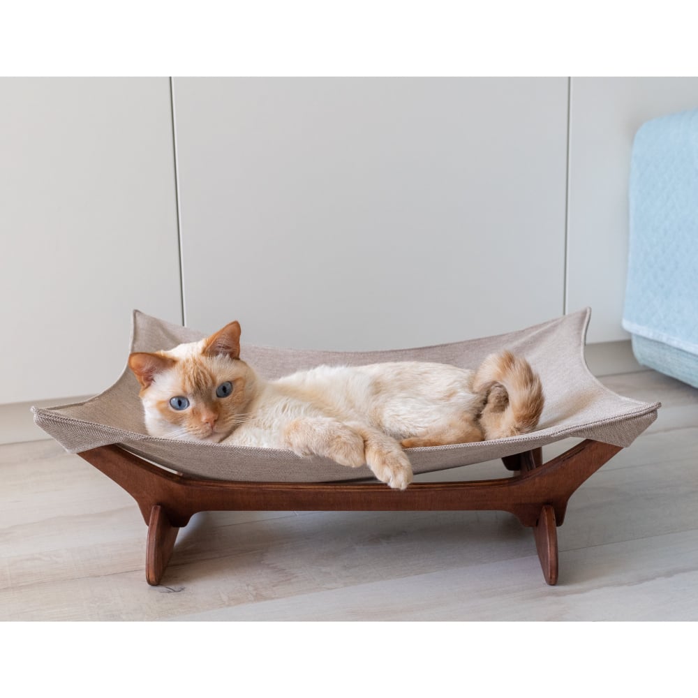 Гамак-лежак для котів PetJoy 55х45х18 см - коричнево-бежевий