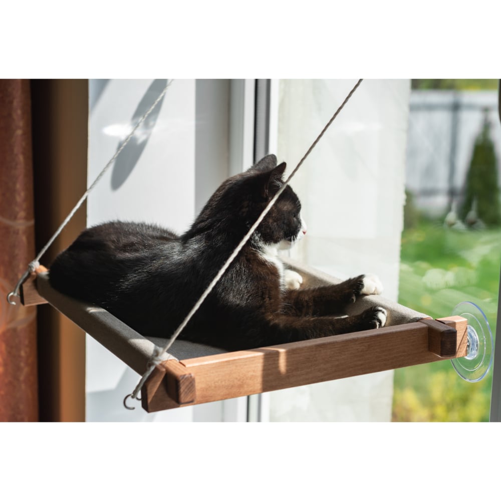 Гамак на вікно для котів PetJoy 54x35x3,5 см - коричнево-бежевий