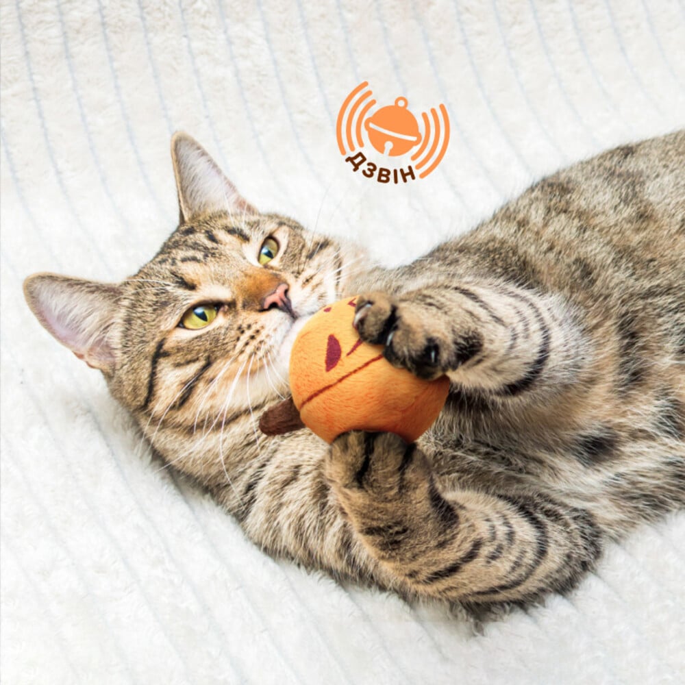 Игрушка для кошек Barksi Тыквушка с колокольчиком 6,5x5,5 см - оранжевый