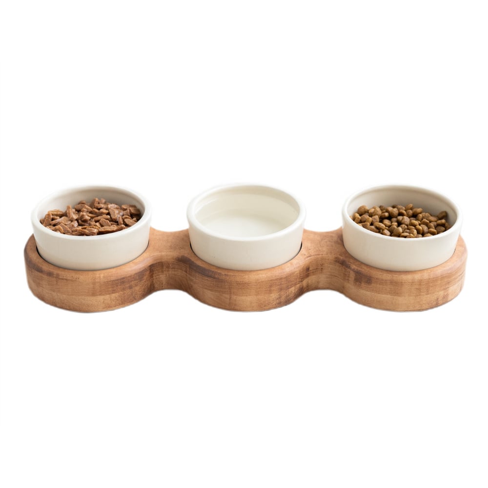 Миска для кошек PetJoy Тройная 3 х 250 мл - коричнево-бежевый Миска для кошек PetJoy Тройная 3 х 250 мл - коричнево-бежевый