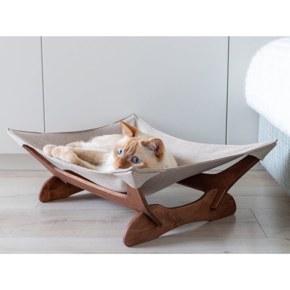 Гамак-лежак для котів PetJoy 55х45х18 см - коричнево-бежевий