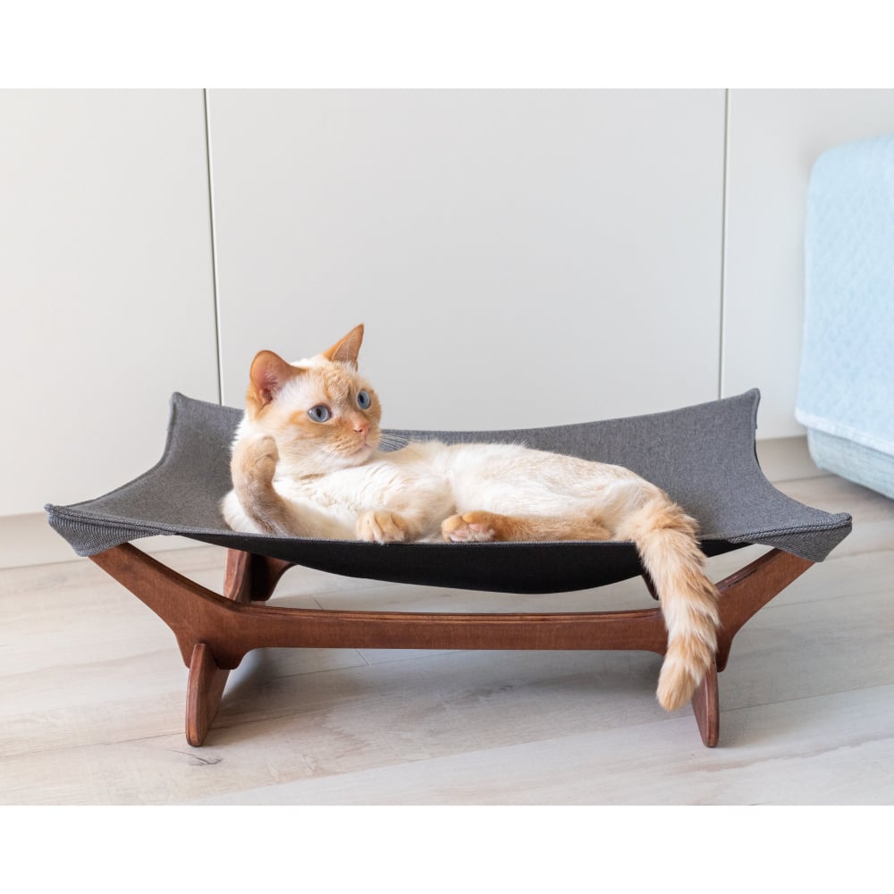 Гамак-лежак для котів PetJoy 55х45х18 см - коричнево-сірий