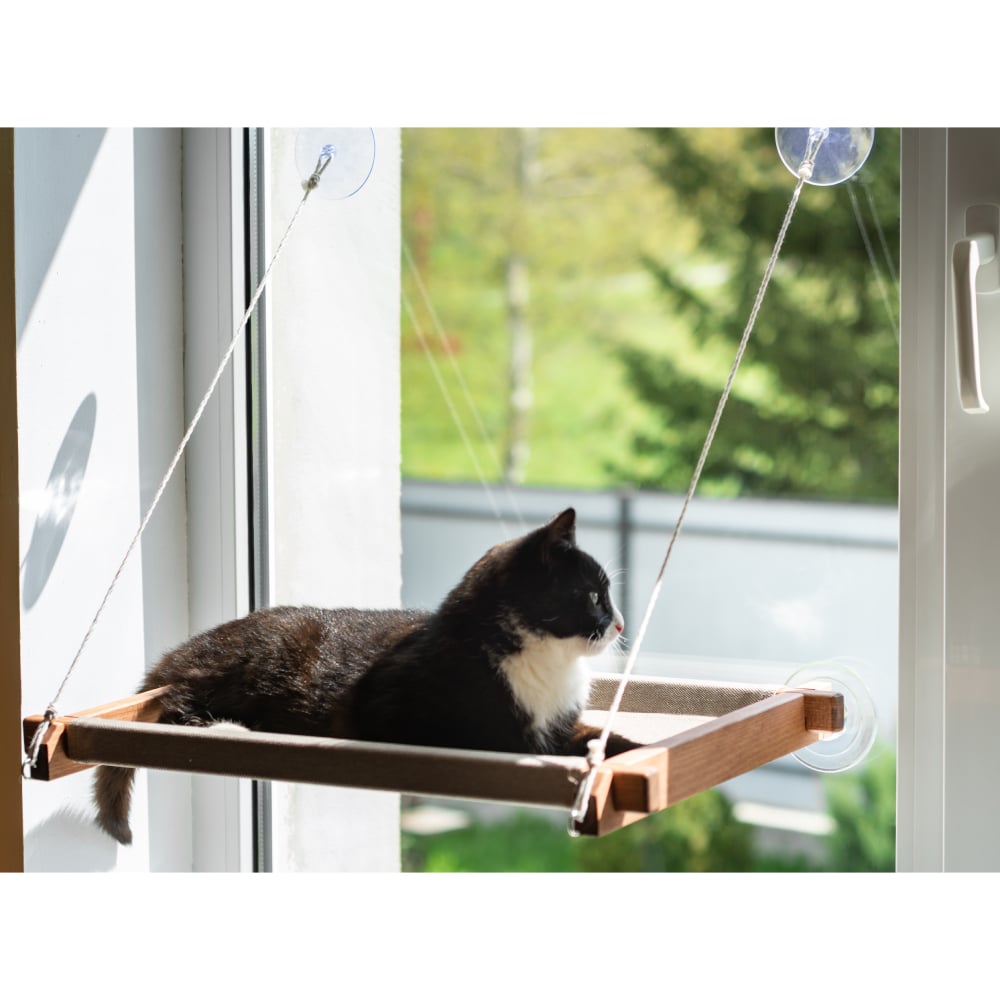 Гамак на вікно для котів PetJoy 54x35x3,5 см - коричнево-бежевий