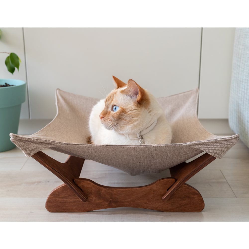 Гамак-лежак для котів PetJoy 55х45х18 см - коричнево-бежевий