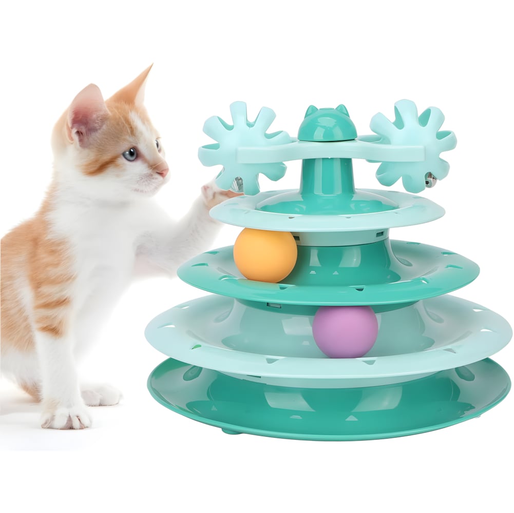 Іграшка для котів Pet Fun Гірка ігрова з мʼячиками 28 см - блакитний