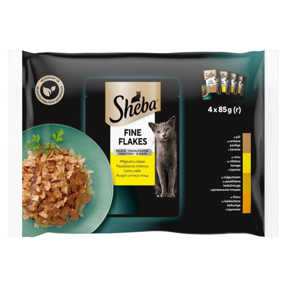 Набір вологого корму для котів Sheba Fine Flakes 4 шт х 85 г - асорті з птиці Набір вологого корму для котів Sheba Fine Flakes 4 шт х 85 г - асорті з птиці