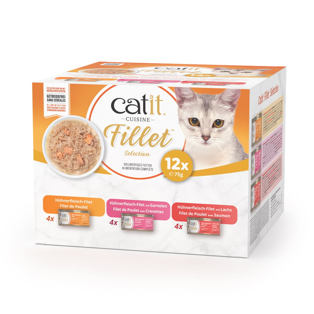 Упаковка вологого корму для котів Catit Cuisine Fillet Chicken 12 шт х 75 г - асорті Упаковка вологого корму для котів Catit Cuisine Fillet Chicken 12 шт х 75 г - асорті