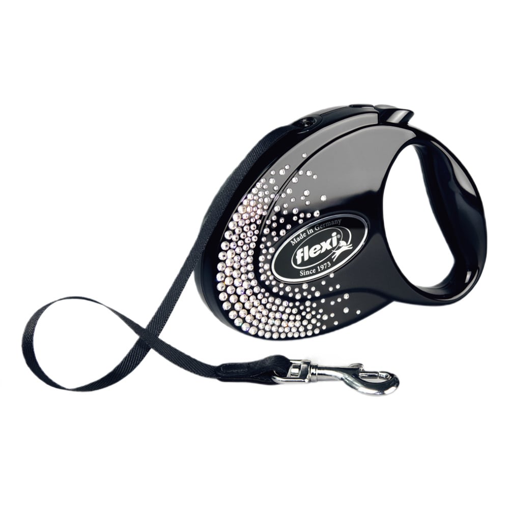 Повідець-рулетка для собак Flexi Glam Splash M стрічка 5 м - чорний Повідець-рулетка для собак Flexi Glam Splash M стрічка 5 м - чорний