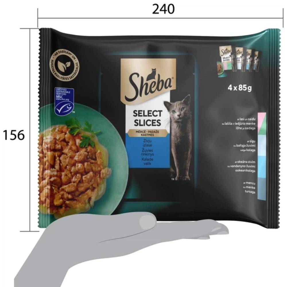 Набір вологого корму для котів Sheba Select Slices 4 шт х 85 г - рибне асорті Набір вологого корму для котів Sheba Select Slices 4 шт х 85 г - рибне асорті