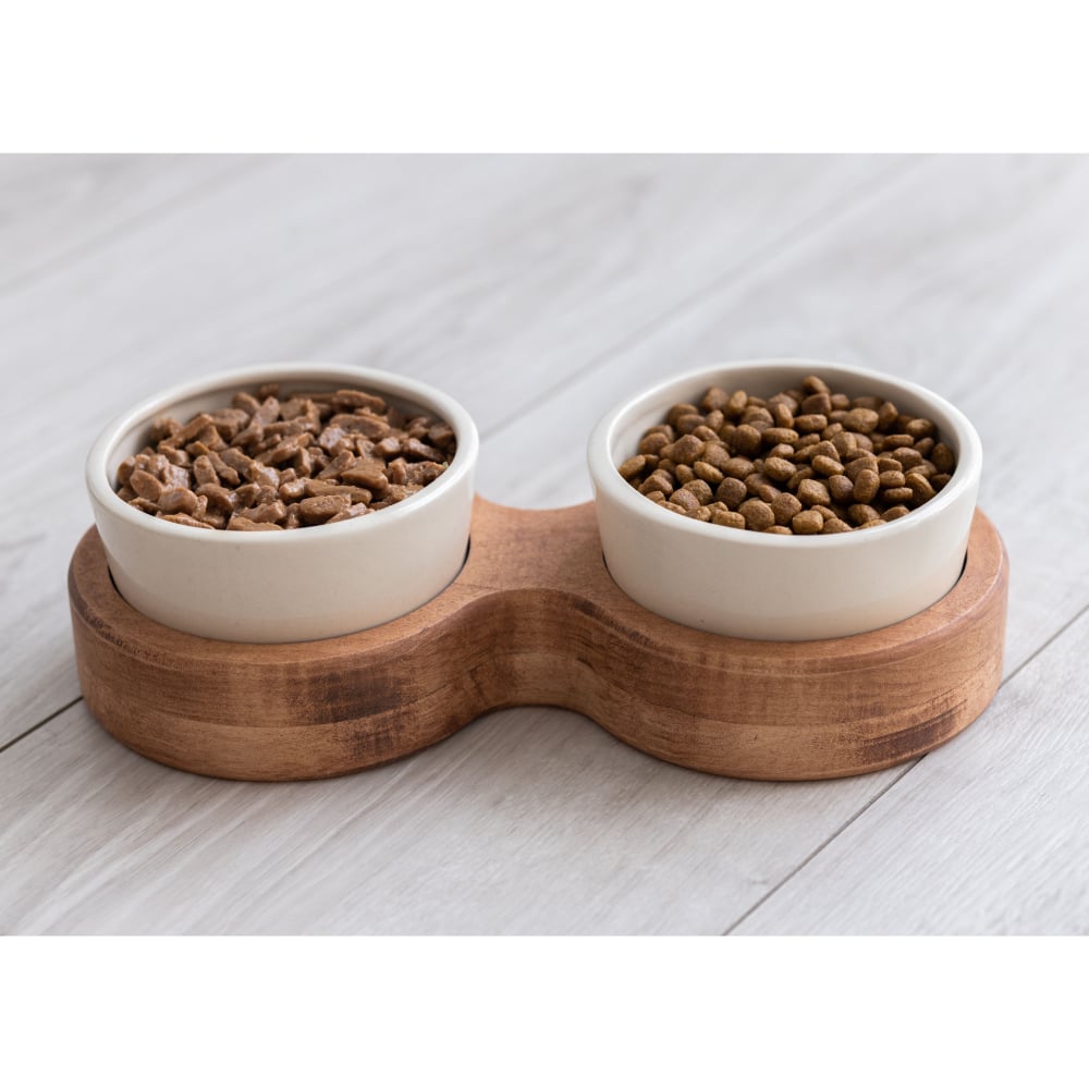 Миска для кошек PetJoy Двойная 2 х 250 мл - коричнево-бежевый Миска для кошек PetJoy Двойная 2 х 250 мл - коричнево-бежевый
