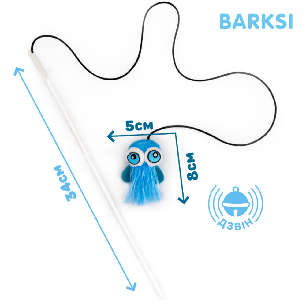 Игрушка для кошек Barksi Удочка Осьминог 34х8х5 см - голубой Игрушка для кошек Barksi Удочка Осьминог 34х8х5 см - голубой
