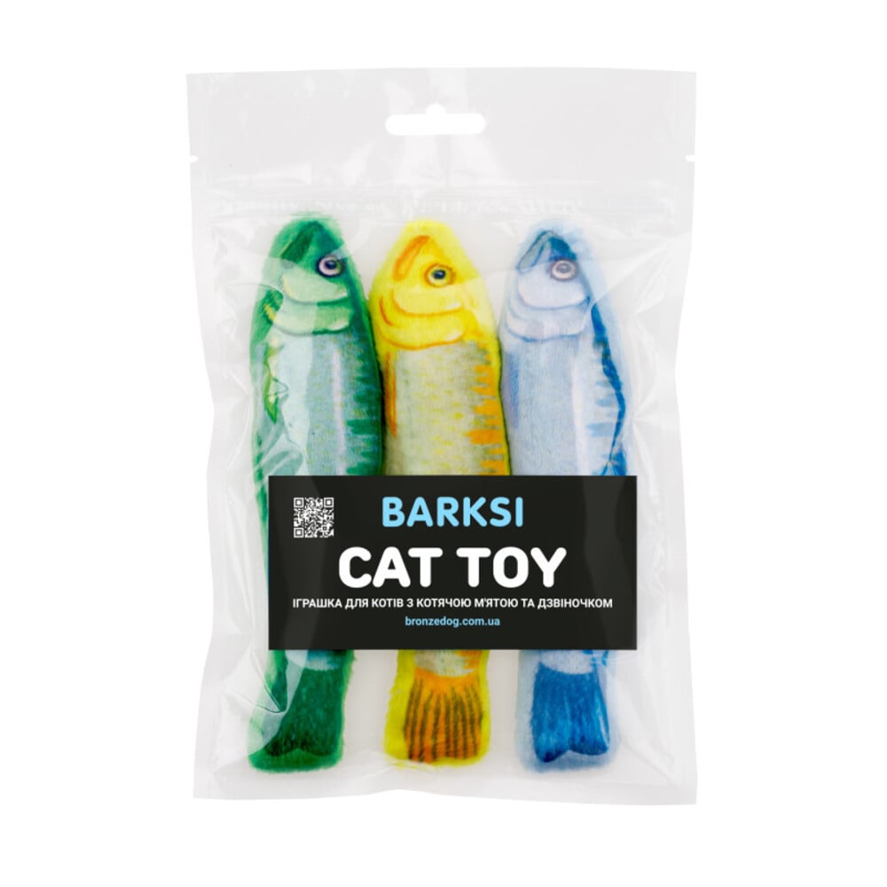 Игрушка для кошек Barksi Сардины с колокольчиком 3 шт 16,5 см - разноцветный Игрушка для кошек Barksi Сардины с колокольчиком 3 шт 16,5 см - разноцветный