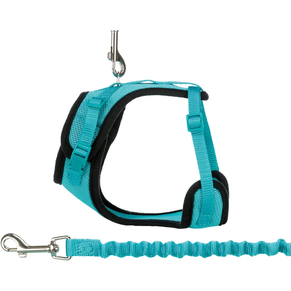 Шлея з повідцем для котів Trixie Y-harness - бірюзовий