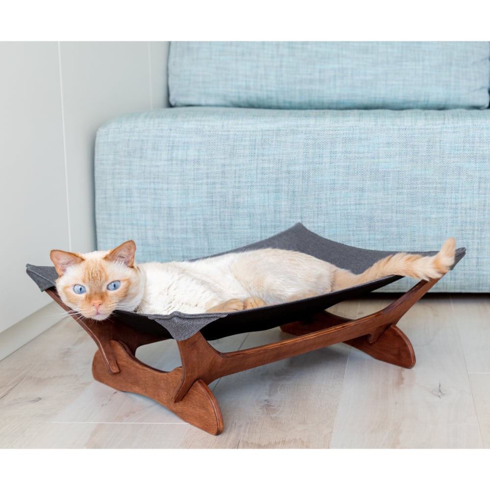 Гамак-лежак для котів PetJoy 55х45х18 см - коричнево-сірий